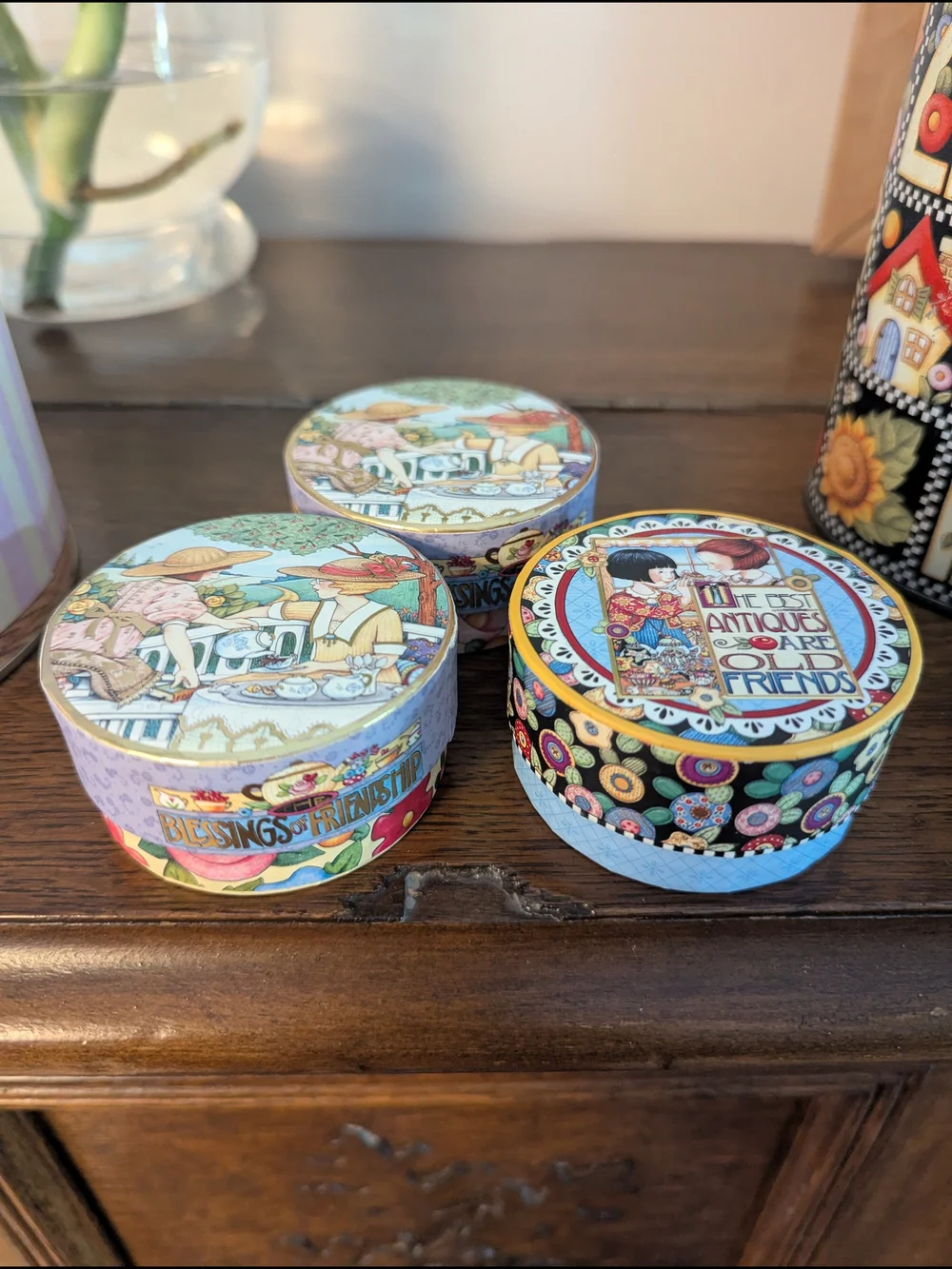 Mary Engelbreit Keepsake Tins & Pooch&Sweatheart Boxes Collector Set Vintage